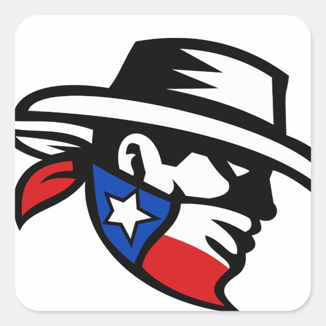 Sticker Carré Texas Bandit Cowboy side Retro (Devant)
