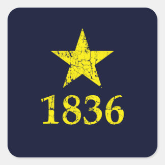 Sticker Carré Texas, Drapeau Historique Burnet Star, Distressed