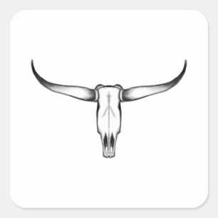 Sticker Carré Texas Longhorn Coussin crâne