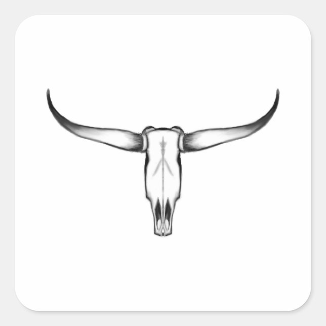 Sticker Carré Texas Longhorn Coussin crâne (Devant)