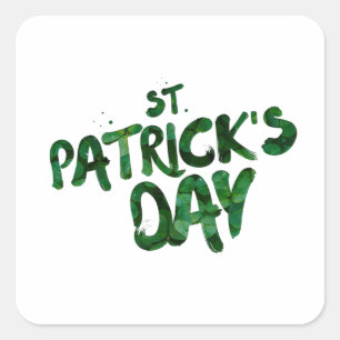 Sticker Carré Texte de la Saint Patrick avec lettres vertes