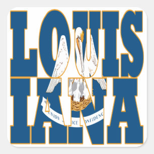 Sticker Carré Texte du drapeau de l'État de Louisiane