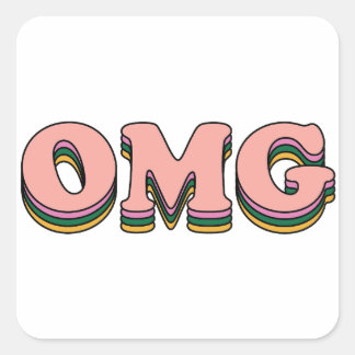 Sticker Carré Texte en couche OMG