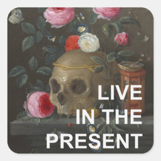 Sticker Carré Texte Inspirationnel + Méménite Mori Peinture