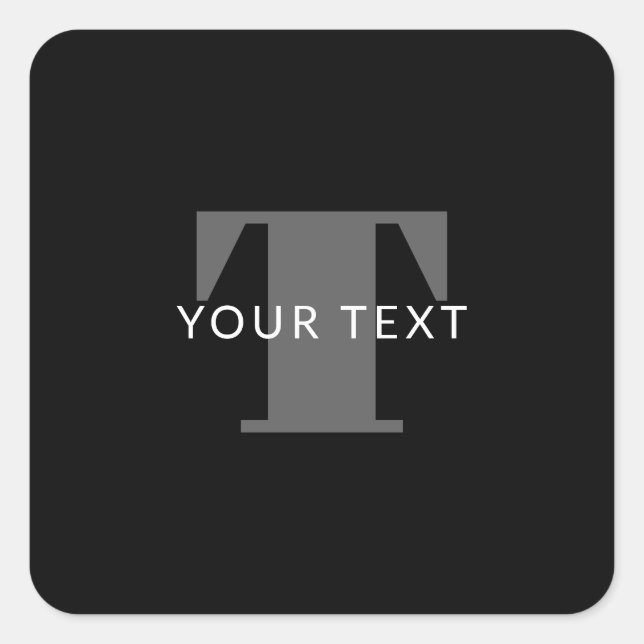 Sticker Carré Texte modifié en gras | Blanc noir et gris (Devant)