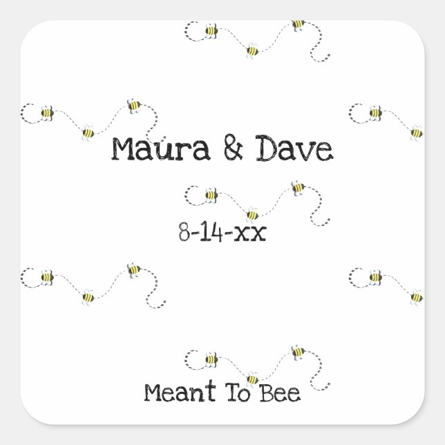 Sticker Carré Texte Personnalisable Cool D'Abeille (Devant)