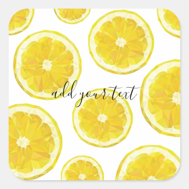 Sticker Carré Texte personnalisable jaune citron frais (Devant)
