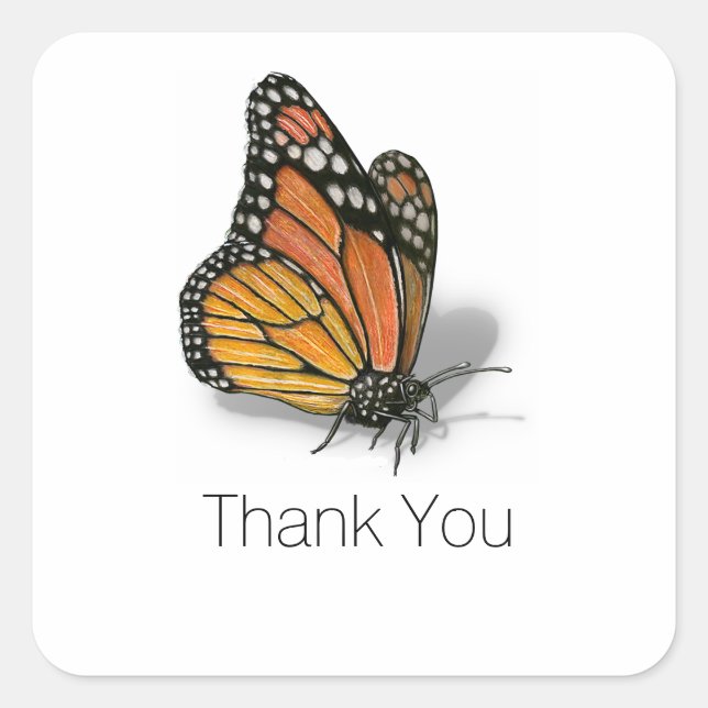 Sticker Carré Texte personnalisable Monarch Butterfly (Devant)