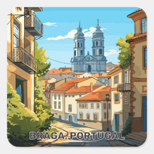 Sticker Carré Texte personnalisé Braga Portugal