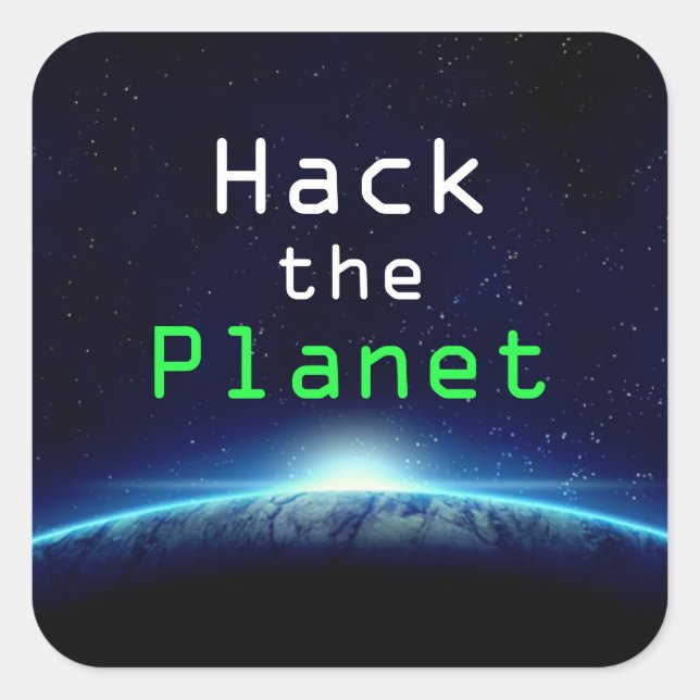 Sticker Carré Texte personnalisé cool Blue Earth Hack Planet Hac (Devant)