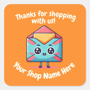 Sticker Carré Texte personnalisé Merci de messagerie pour petite