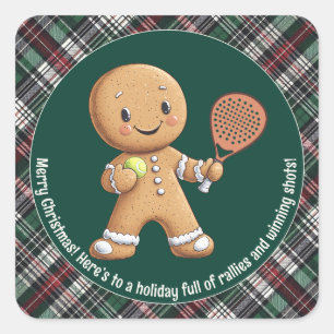Sticker Carré 🎾 🎄 Texte personnalisé, Noël propulsé par Padel