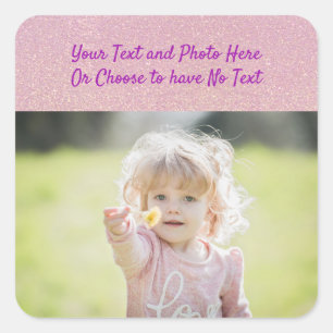 Sticker Carré Texte personnalisé / Photo Faux Parties scintillan
