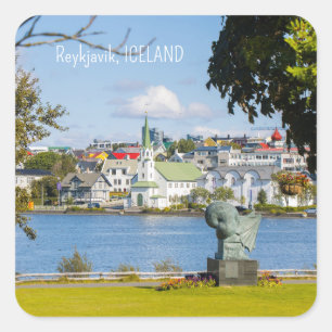 Sticker Carré Texte personnalisé Reykjavik, Islande