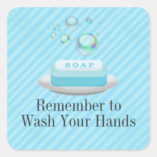 Sticker Carré Texte Personnalisé Turquoise Bleu Soap Laver Vos M