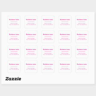 Sticker Carré Texte rose clair Adresse professionnelle sur blanc