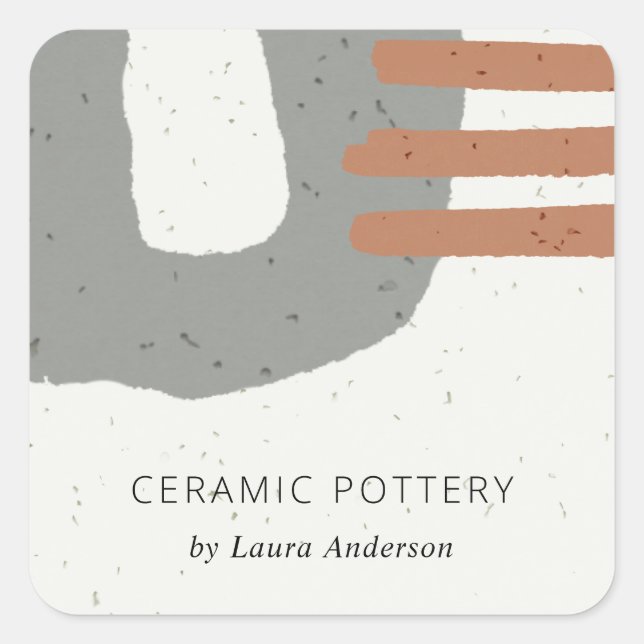 STICKER CARRÉ TEXTURE CÉRAMIQUE ABSTRAITE CHIC GRAY RUST SPECKLE (Devant)