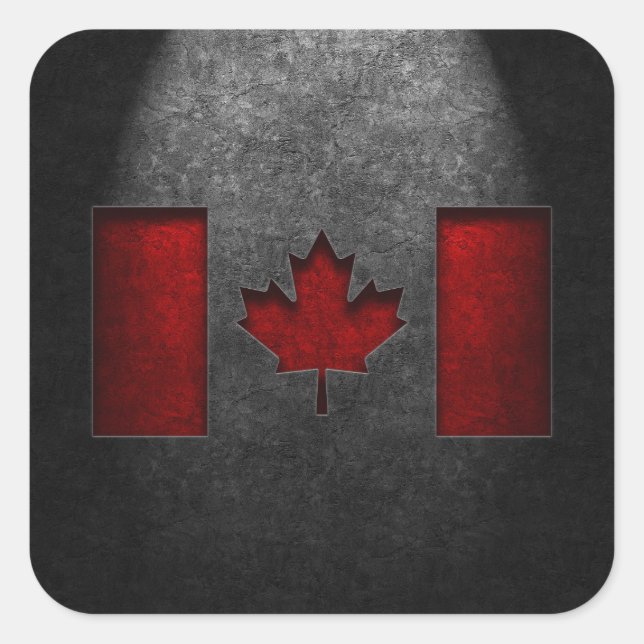 Sticker Carré Texture de la pierre du drapeau canadien (Devant)
