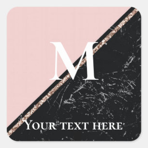 Sticker Carré texture de marbre rose et noir pour célébrations 