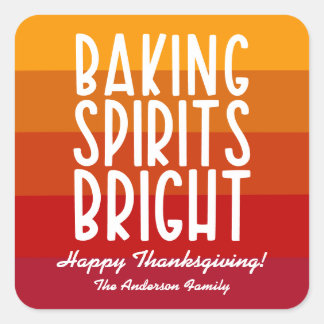 Sticker Carré Thanksgiving Baking Spirits Bright Strited