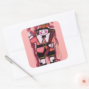 STICKER CARRÉ THANKSGIVING PILGRIM