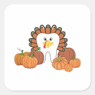 Sticker Carré Thanksgiving Turquie Dental Dentist Dents Dents De