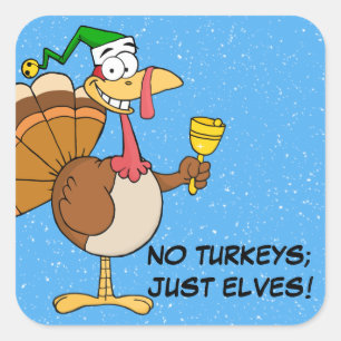 Sticker Carré Thanksgiving Turquie Drôle déguisement pour Noël
