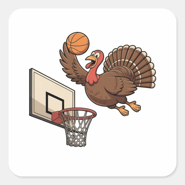 Sticker Carré Thanksgiving Turquie Dunking Basketball Funny (Devant)