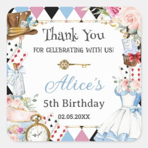 Sticker Carré Thé d'anniversaire d'Alice au pays des merveilles 