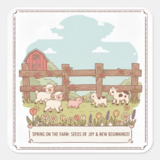 Sticker Carré the farms animals 