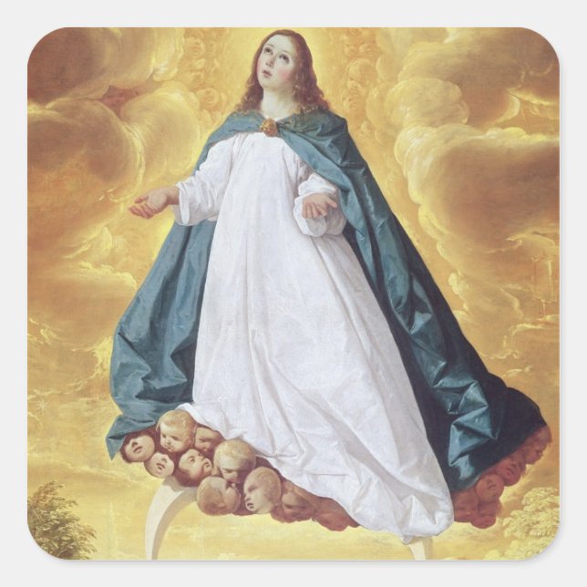 Sticker Carré The Immaculate Conception, c.1628-30 (oil on canva (Devant)
