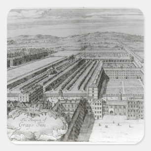 Sticker Carré The Prospect of Grays Inn, 1720