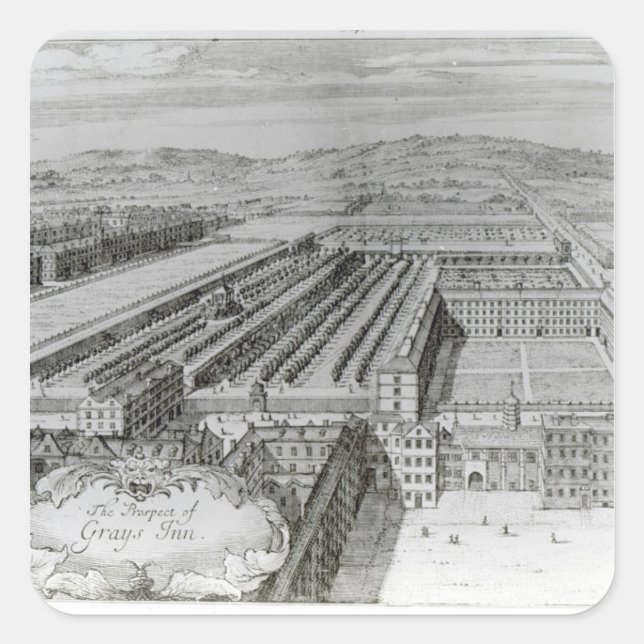 Sticker Carré The Prospect of Grays Inn, 1720 (Devant)