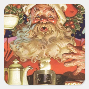 Sticker Carré Thé vintage du Père Noël