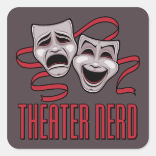 Sticker Carré Théâtre de Comédie et de Tragédie Nerd