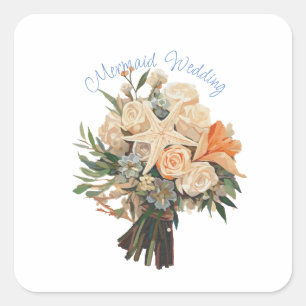 Sticker Carré Thème balnéaire Mermaid Mariage