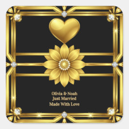 Sticker Carré Thème de célébration de mariage à ornement doré 💖