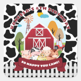 Sticker Carré Thème de la ferme Anniversaire