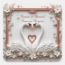 🤍 Thème de mariage floral de couple de cygnes rom