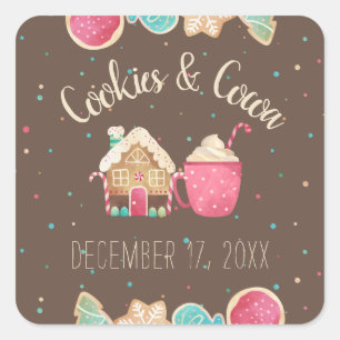 Sticker Carré Thème Festive Christmas Cookie Exchange Party