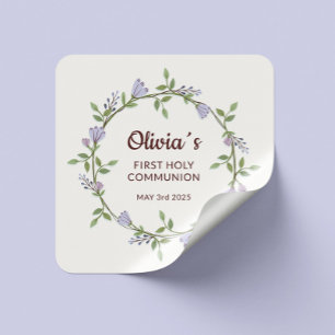 Sticker Carré Thème Floral Couronne & Botanique - Première Commu