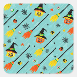 Sticker Carré Thème Halloween Witchen sans couture