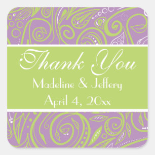 Sticker Carré thème mariage violet et chaux paisley