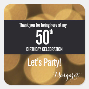 Sticker Carré Thème Or et noir 50ème anniversaire