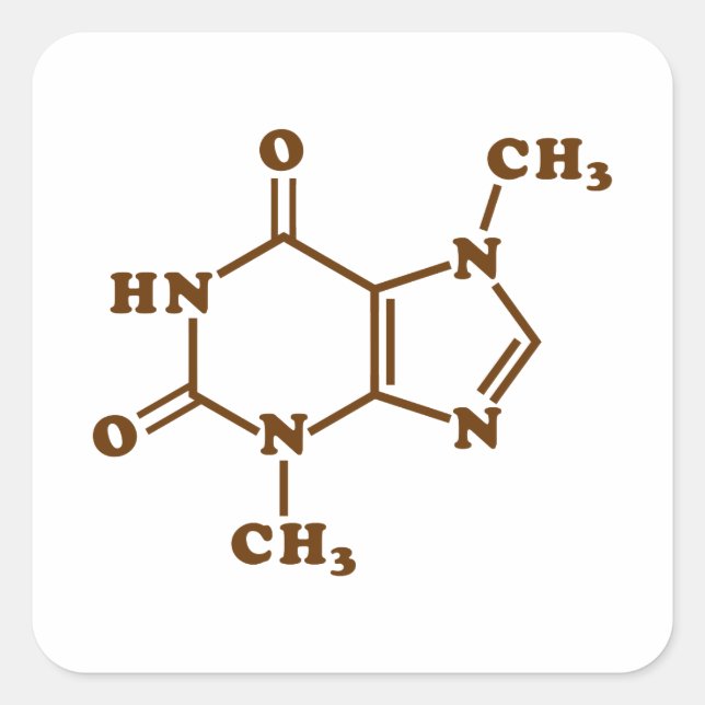 Sticker Carré Théobromine au chocolat Formule chimique moléculai (Devant)