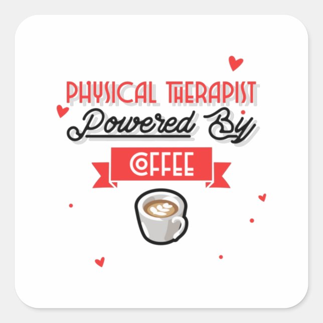 Sticker Carré Thérapeute Physique Actionné Avec Café (Devant)