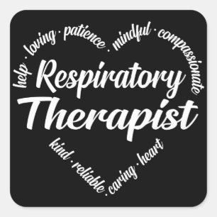 Sticker Carré Thérapeute respiratoire Mot de coeur Nuage