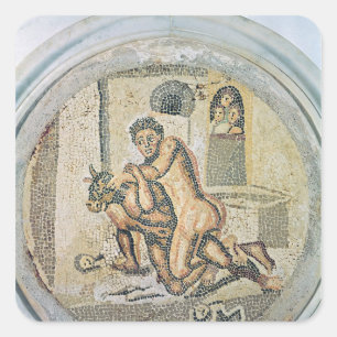 Sticker Carré Theseus luttant avec le Minotaur