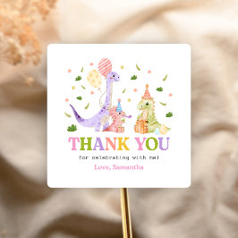 Sticker Carré Three Rex Dinosaur Birthday