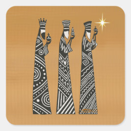 Sticker Carré Three Wise Men Black & White Christmas Nativity